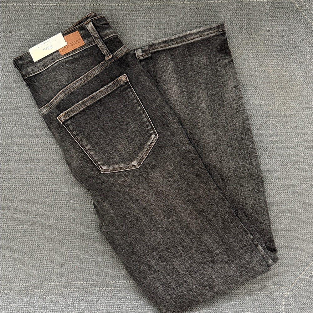 Judy Blue Womens Dark Gray/Light Black Skinny Jeans High Waist
